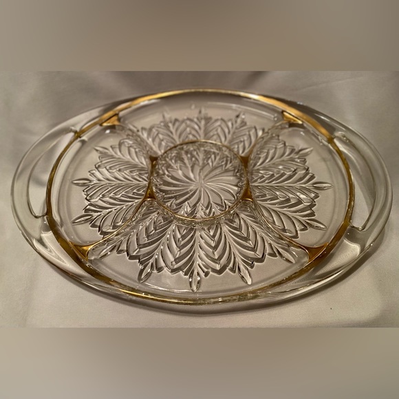 Source Unknown Other - Gorgeous Vintage 1950s Jeannette Glass Relish Sectioned Serving Tray